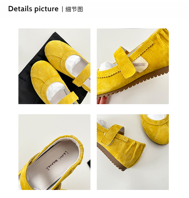Karin Luna Casual Shoes Series~  In Stock In Stock Magic Tape Round Toe Internal Height Increase Single Strap Flats