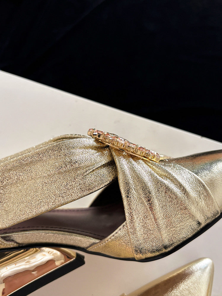Karin Luna Bestseller Popular  Pointed Toe Irregular Heel Elegant Rhinestone Closed-Toe Sandals