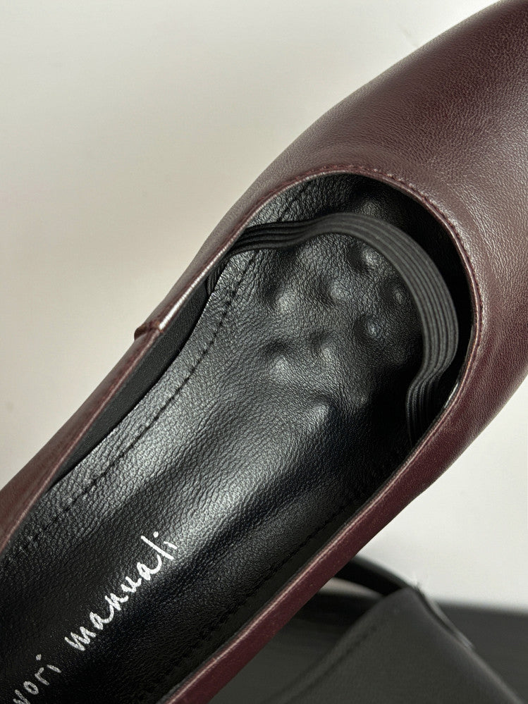 Karin Luna In Stock Spot Goods    Retro Elastic Band Chunky Heel Single Shoes