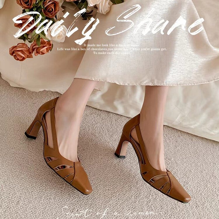 Karin Luna Hot-Selling Retro Big Item Big Goods Available for sale all seasons French-style Hollow Out Single Shoes Full leather inside and out