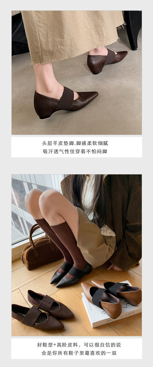Karin Luna  Popular Pointed Toe Hidden Heel Strap Single Shoes