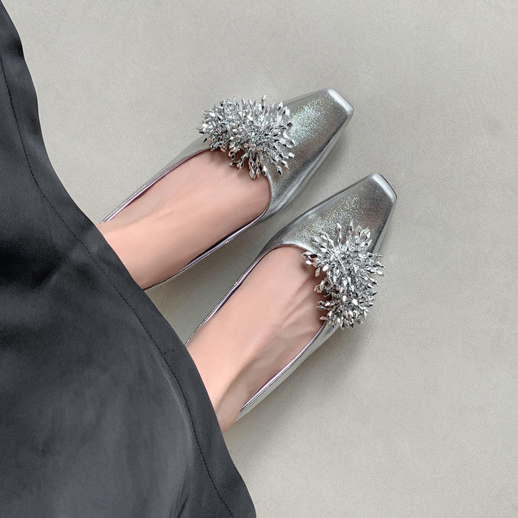 Karin Luna In Stock Spot Goods Exquisite Fireworks Buckle Small Square Toe Chunky Heel Commuter Shoes