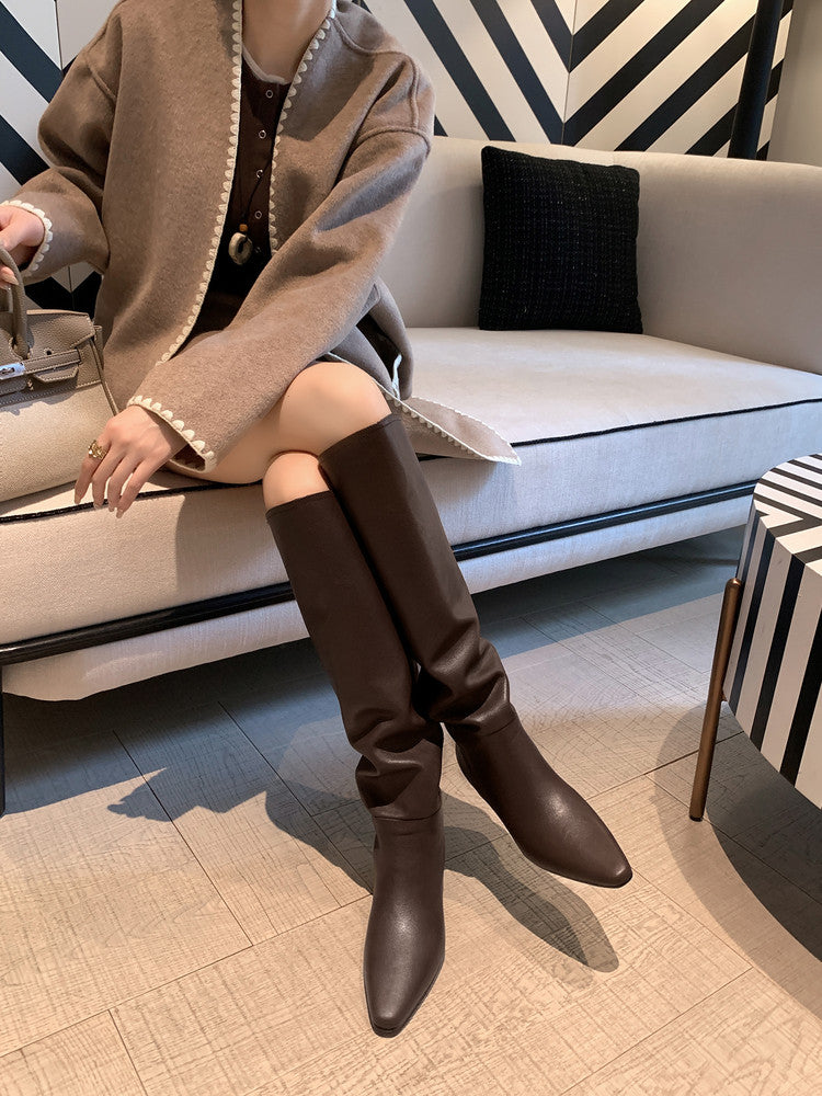 Karin Luna Elegant Style Slanted Inner Height-Increasing Long Boots