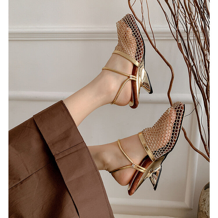 Karin Luna Highlights Fairness~In stock  Closed-Toe Diamond Mesh Unisex Convertible Sandals