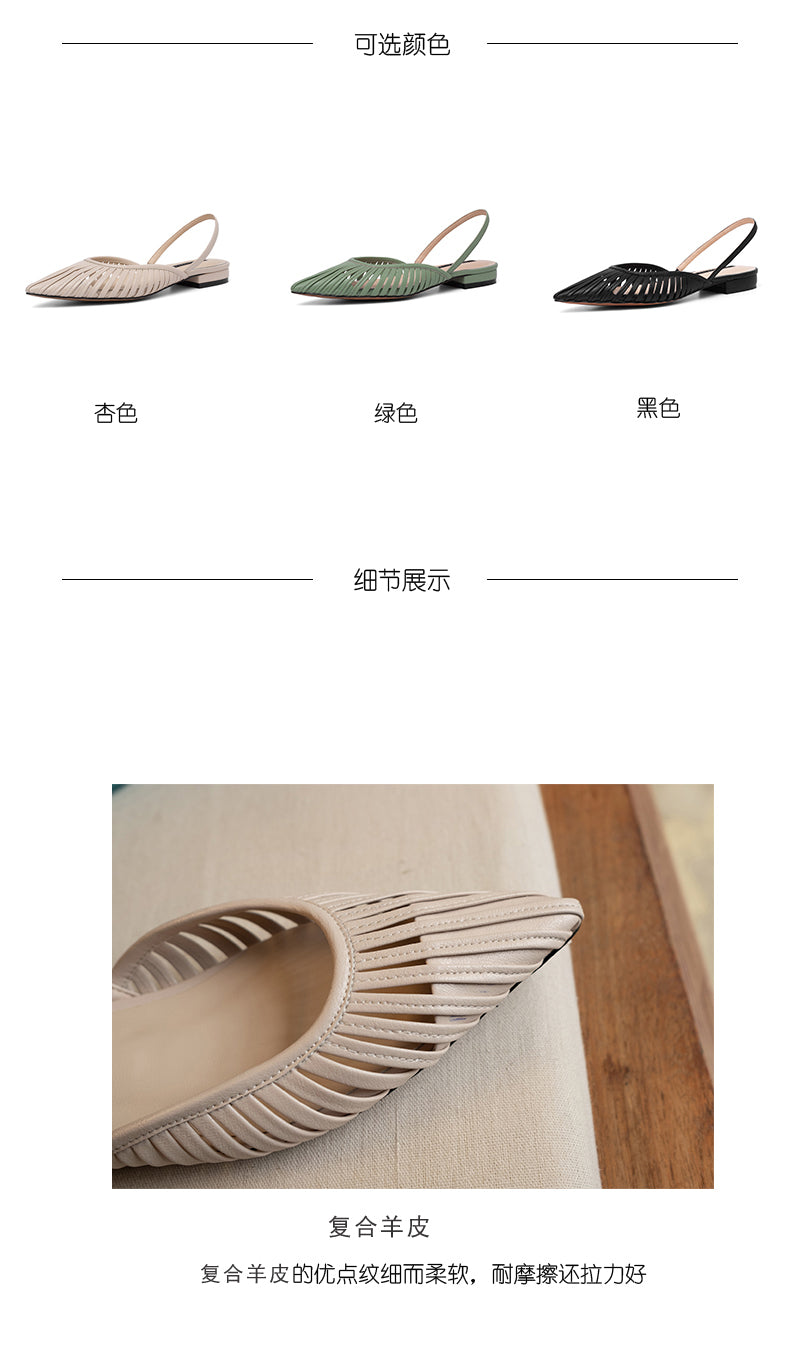 Karin Luna Bestseller Spot Goods French Retro Style Thin Strap Flat Heel Closed Toe Slippers