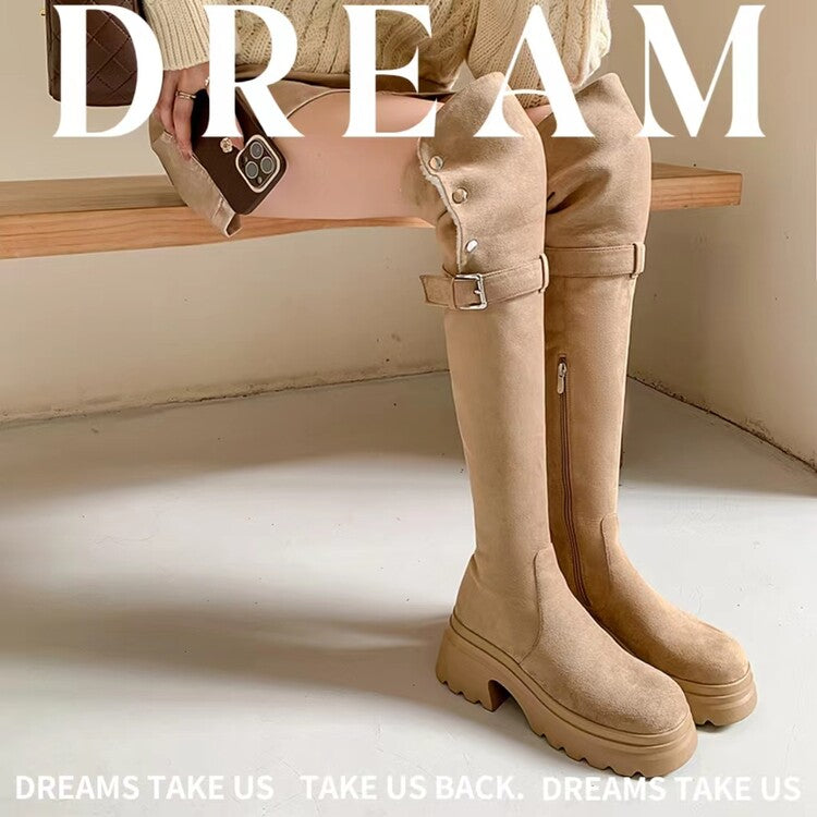 Karin Luna has prepared stock  Main Push Main Push  Hot-selling Large Sole Self-flowing Foldable Round Toe Over-the-Knee Boots