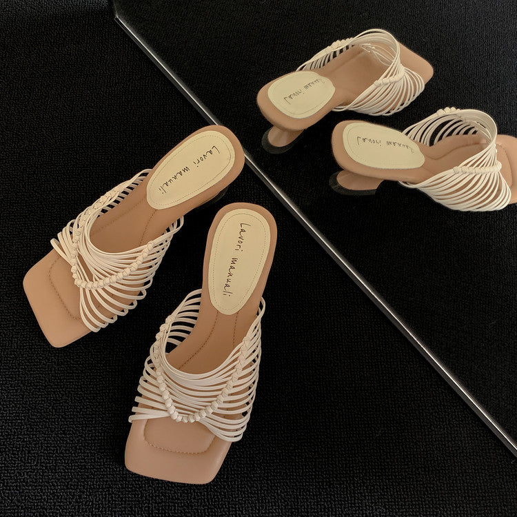 Karin Luna Bestseller Woven Vacation Style Series~ Elegant High Heel Slippers