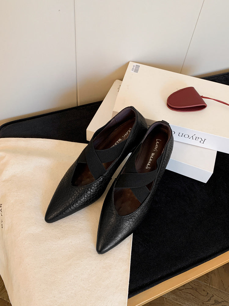 Karin Luna In Stock  Spot Goods  a Large Number of Spot Goods Pointed Toe Cross Strap Hidden Wedge Shoes