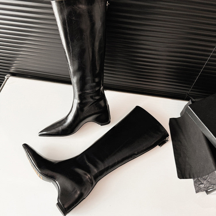 Karin Luna Elegant Style Pointed Toe Internal Height Increase Long Boots
