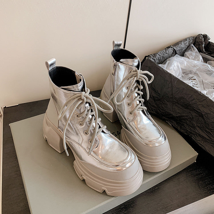 Karin Luna Casual Thick Sole Lace-up Short Boots
