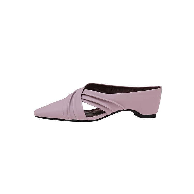 Karin Luna In Stock In Stock Basic Elegant Fairy Style Small Square Toe Sheepskin Slippers