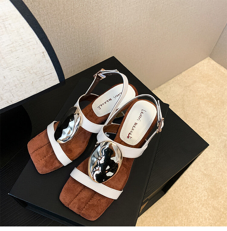 Karin Luna Hot-Selling Fasteners  Irregular Heel Open-Toe Sandals