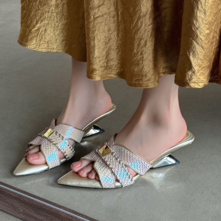 Karin Luna Fish Skin Series~Minimalist Pointed Toe Hot-Selling Unique Heel Slippers