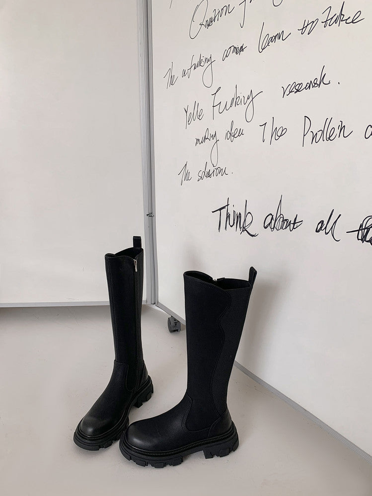 Karin Luna In Stock Versatile Irregular Stretch Fabric Long Boots