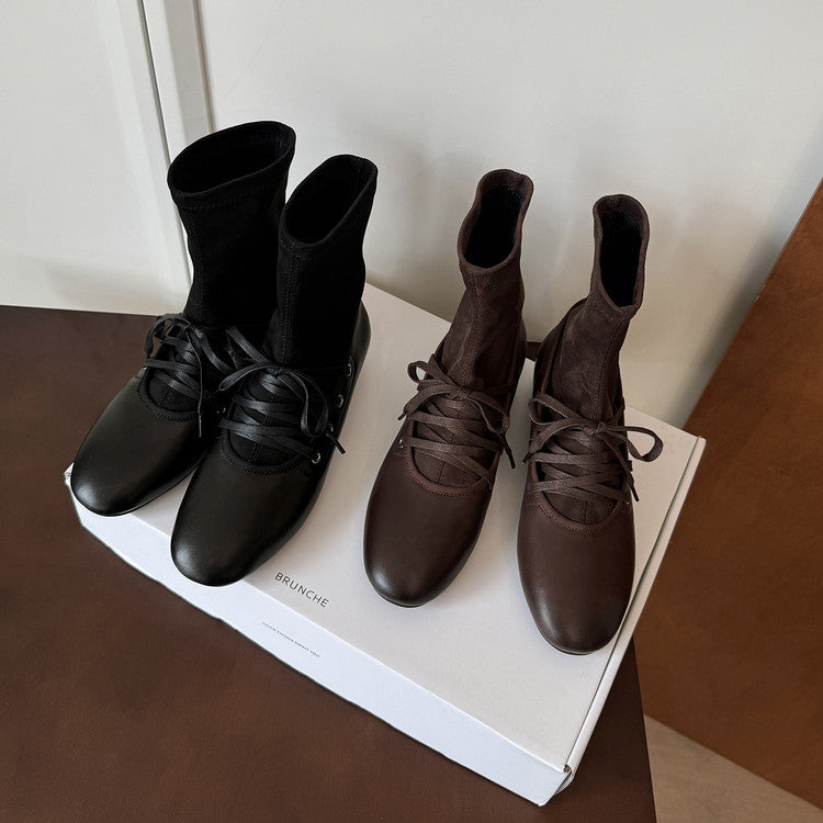 Karin Luna Round Toe Internal Height Increase Lace-up Ankle Boots