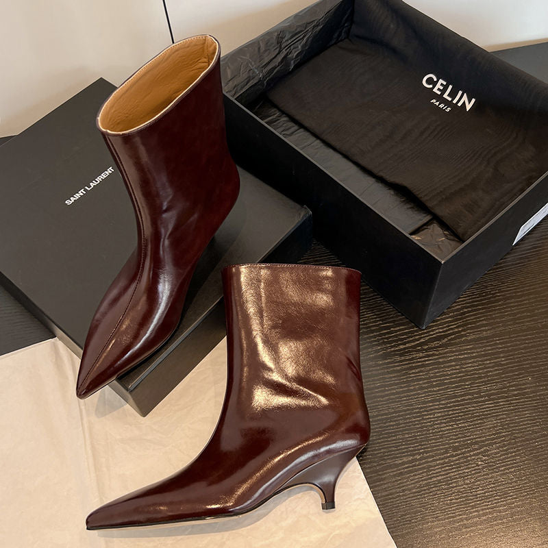 Karin Luna In Stock Spot Goods Minimalist Tube Kitten Heel Short Boots