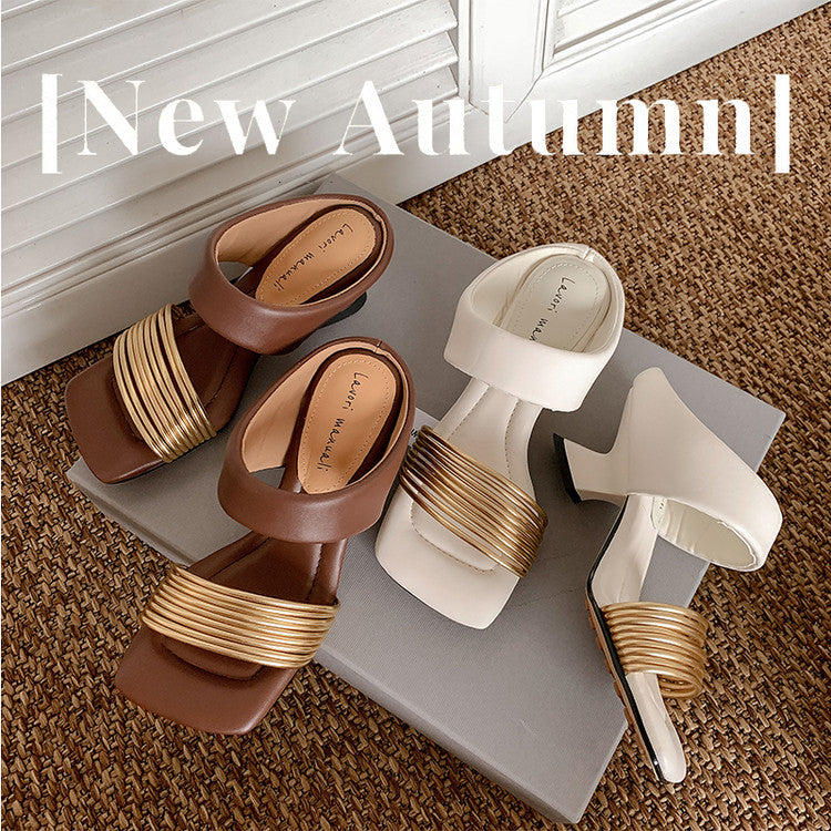 Karin Luna In Stock In Stock Minimalist Style Square-Toed Elegant Slippers