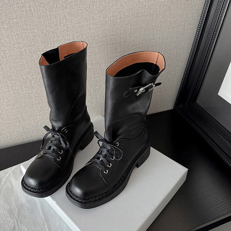 Karin Luna Bestseller Large Tube Thick Sole Martin Boots with Belt Buckle
