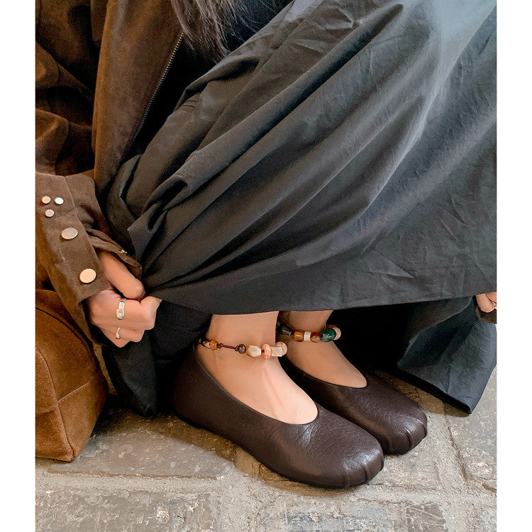 Karin Luna Full Layer Inside and Out~Elephant Pattern Round Toe Hidden Wedge Granny Shoes