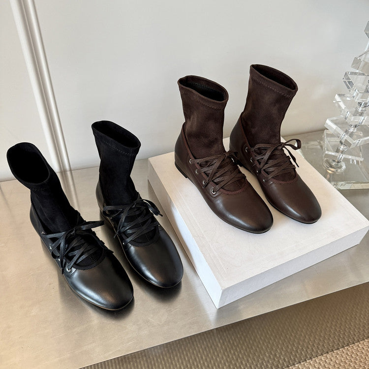 Karin Luna Round Toe Internal Height Increase Lace-up Ankle Boots