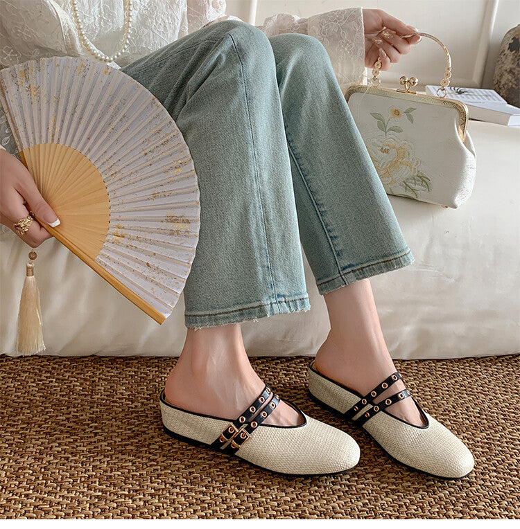 Karin Luna  Closed-Toe Woven Style Height-Increasing Slippers