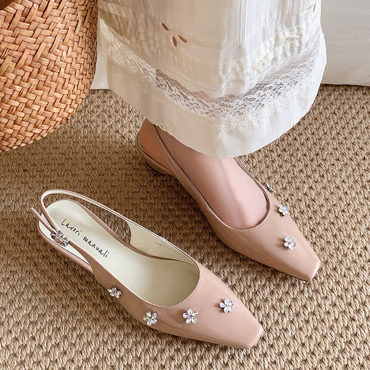 Karin Luna In Stock  Spot Goods  Rhinestone Small Square Toe Closed-Toe Sandals