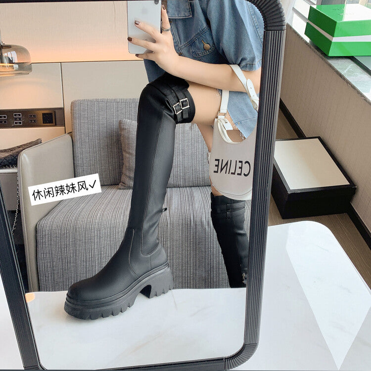 Karin Luna In Stock is the Way to Go！ Basic Thick-Soled Over-the-Knee Boots Super Soft Sheepskin Classic