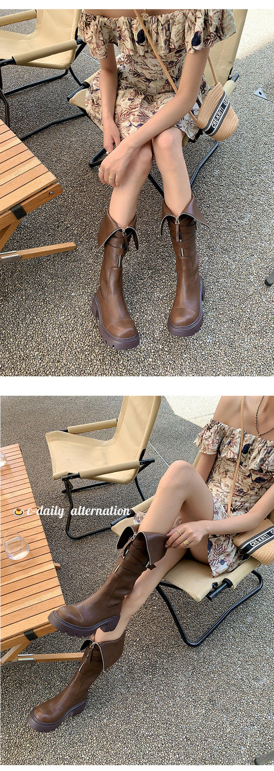 Karin Luna In Stock In-stock Foldable Niche Thick-soled Knight Boots