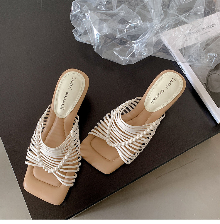 Karin Luna Bestseller Woven Vacation Style Series~ Elegant High Heel Slippers