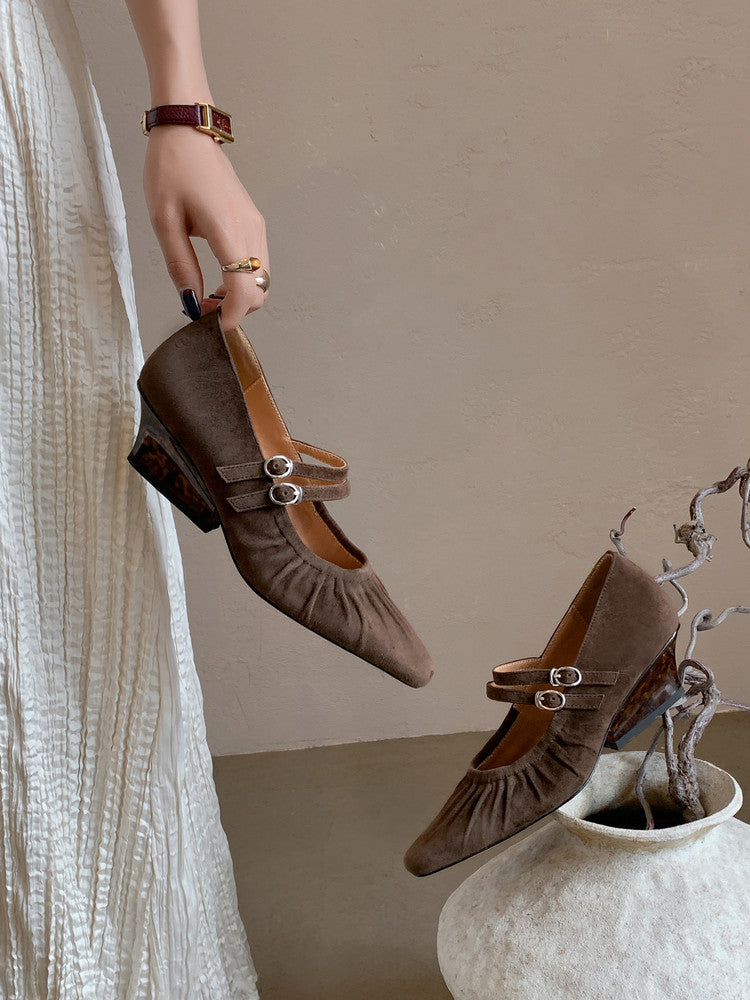 Karin Luna Full Leather Inside and Out Popular Element Amber Heel Elegant French Style Single Shoes