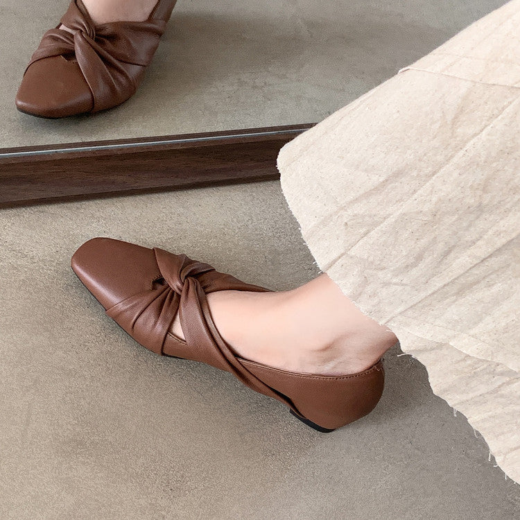 Karin Luna Cross Design Square Toe Hidden Wedge Shoes