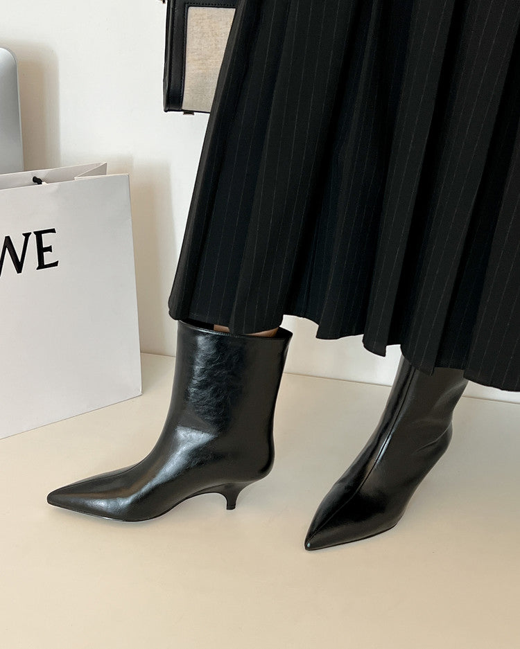 Karin Luna In Stock Spot Goods Minimalist Tube Kitten Heel Short Boots