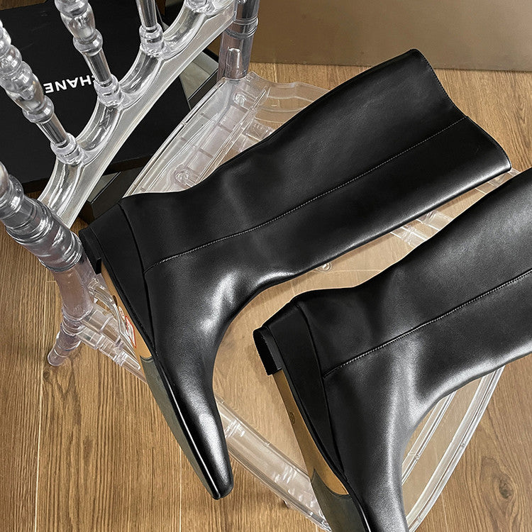 Karin Luna In Stock  In-stock Square Toe Straight Slip-on Long Boots