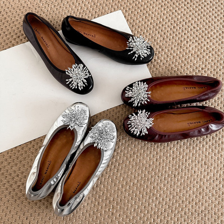Karin Luna Full Leather Inside and Out~Gorgeous Fireworks Flat Granny Shoes