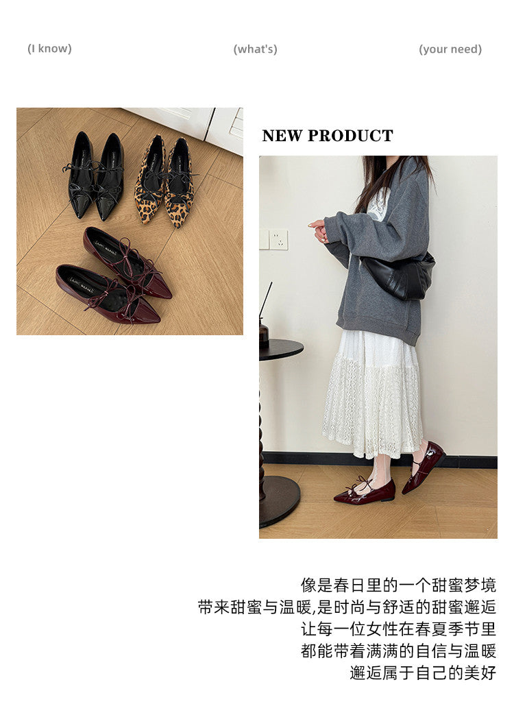Karin Luna In Stock Spot Goods  Hot-selling Element Bowknot Square Toe Pointed Toe Single Shoes