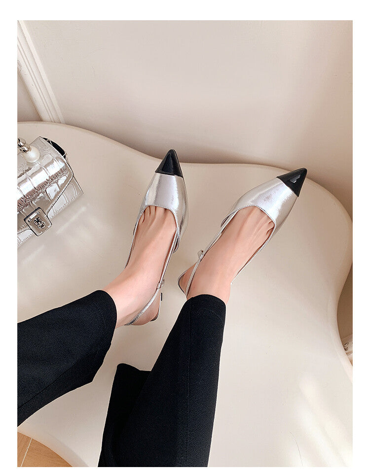 Karin Luna In Stock 24New Year's stock is now available Color Block Pointed Toe Full Leather Sandals