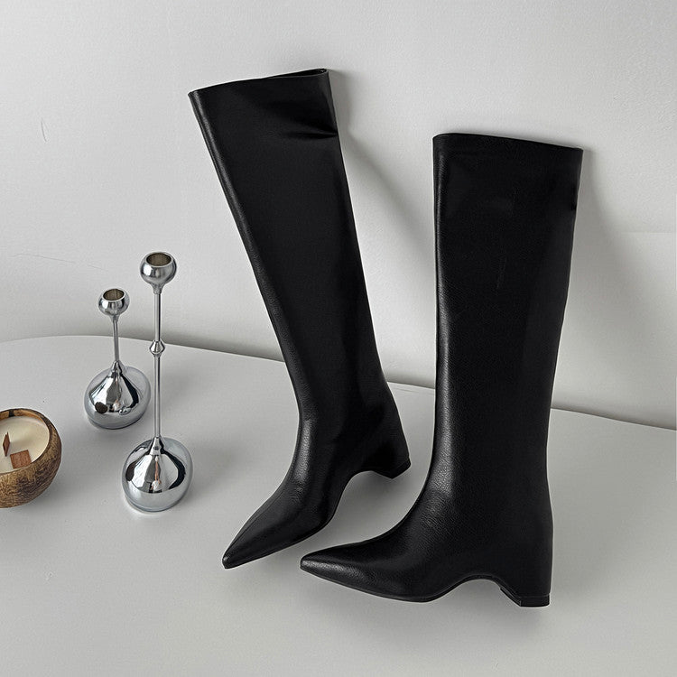 Karin Luna Hot-Selling Internal Height Increase Pointed Toe Straight-Leg Hot-Selling Long Boots