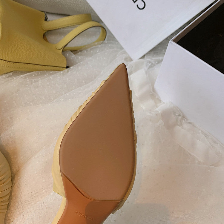 Karin Luna In Stock In Stock  Exquisite Pointed Toe Backless Closed-Toe Stiletto Sandals