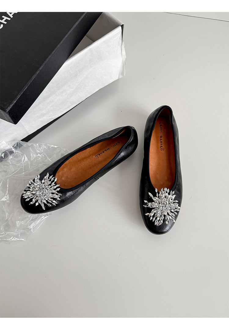 Karin Luna Full Leather Inside and Out~Gorgeous Fireworks Flat Granny Shoes