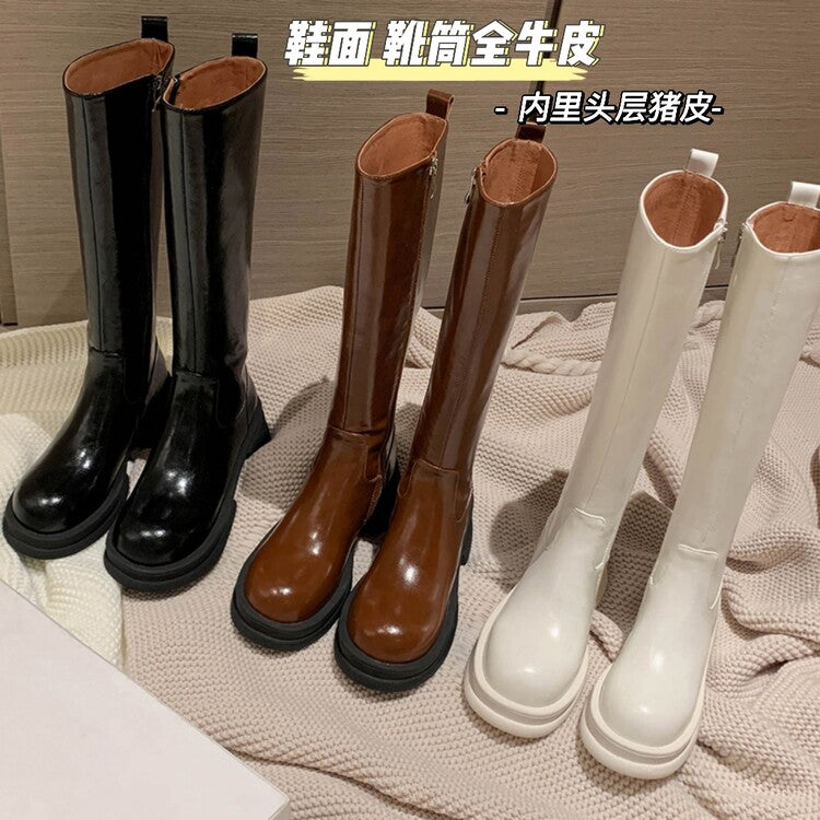 Karin Luna In Stock Spot Goods  Always in stock  Classic Basic Style Round Toe Thick Sole Knight Boots