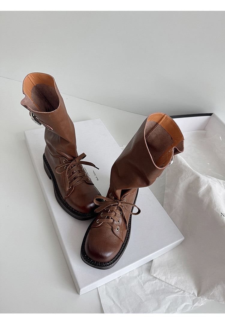 Karin Luna Bestseller Large Tube Thick Sole Martin Boots with Belt Buckle