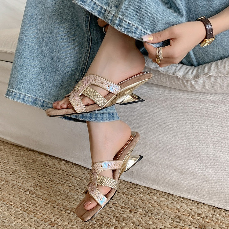 Karin Luna Fish Skin Series~ Hot-selling Square-Toe Slippers with Built-in Traffic