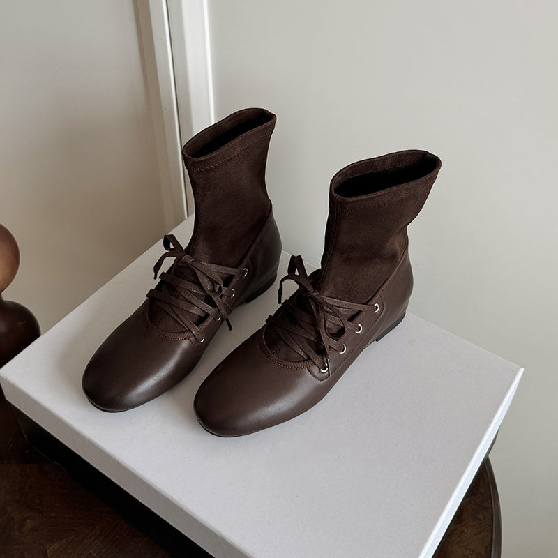 Karin Luna Round Toe Internal Height Increase Lace-up Ankle Boots