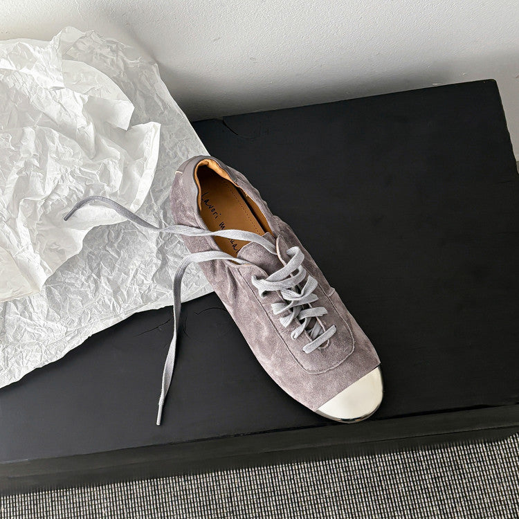 Karin Luna In Stock In Stock  High-end Metal Toe Lace-up Flats