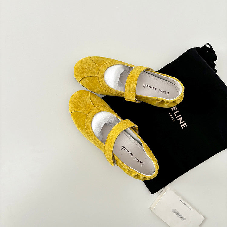 Karin Luna Casual Shoes Series~  In Stock In Stock Magic Tape Round Toe Internal Height Increase Single Strap Flats