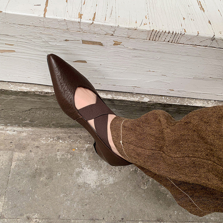 Karin Luna In Stock  Spot Goods  a Large Number of Spot Goods Pointed Toe Cross Strap Hidden Wedge Shoes