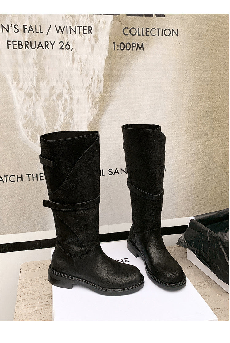 Karin Luna In Stock Spot Goods   Heavy-duty Edition Highly Consuming Material Round Toe Long Boots