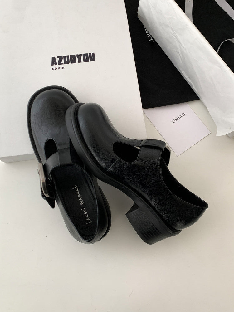 Karin Luna In Stock Spot Goods round Head t Round Toe British Style Single Shoes