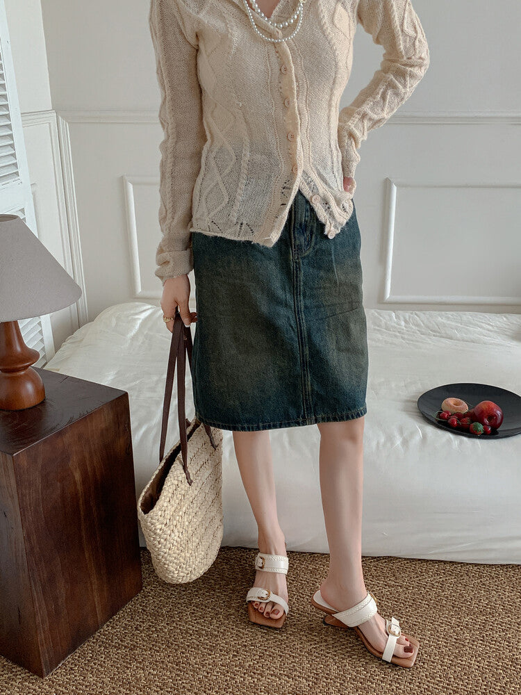 Karin Luna Hot-Selling In Stock  Retro Wedge Belt Square Toe Irregular Heel