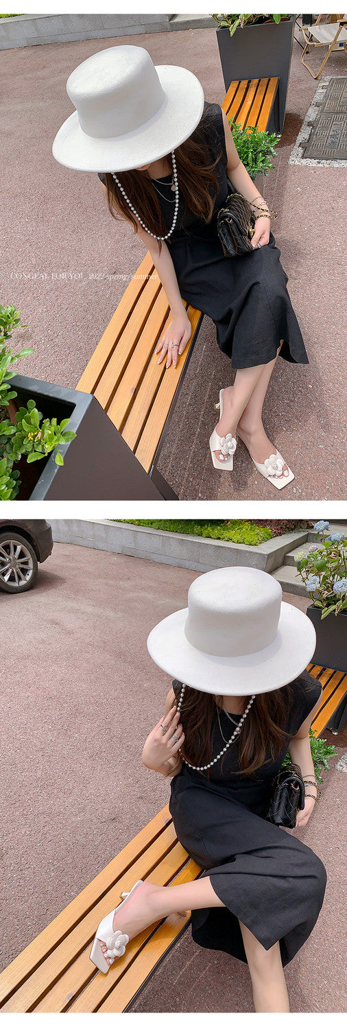 Karin Luna Flower of Wealth in the World~Says purple has a lot of charm Spot Goods Spot Goods  Three-Dimensional Camellia Elegant Sandals